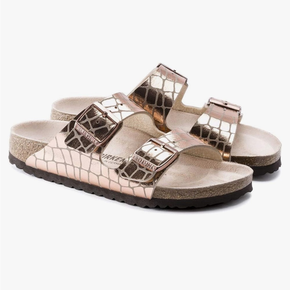 Birkenstock Arizona Gator Gleam Two-Strap Comfort Sandal sz 6 woman - Picture 4 of 6